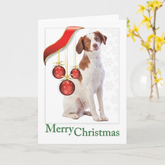 Brittany Spaniel kerstKaart Kaart (Gele Bloem)