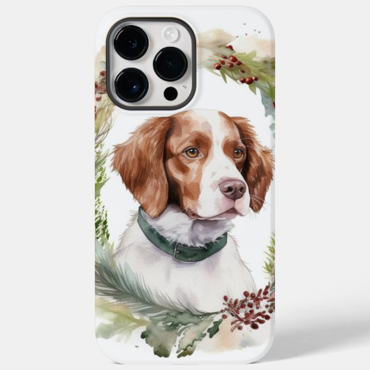 Brittany Spaniel Kerstkrans Festieve Pup Case-Mate iPhone Case (Achterkant)