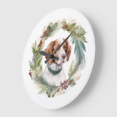Brittany Spaniel Kerstkrans Festieve Pup Grote Klok (Hoek)