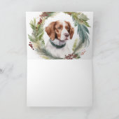 Brittany Spaniel Kerstkrans Festieve Pup Kaart (Binnen)