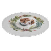 Brittany Spaniel Kerstkrans Festieve Pup Snijplank (Hoek)