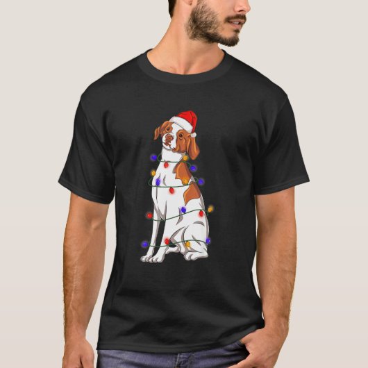 BRITTANY SPANIEL kerstlampjes Hondenliefhebber T-shirt (Voorkant)