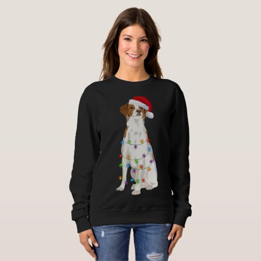 BRITTANY SPANIEL kerstlampjes Hondenliefhebber Trui (Voorkant volledig)
