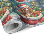 Brittany Spaniel Kerstman Zak Avontuur Cadeaupapier (Rol Hoek)