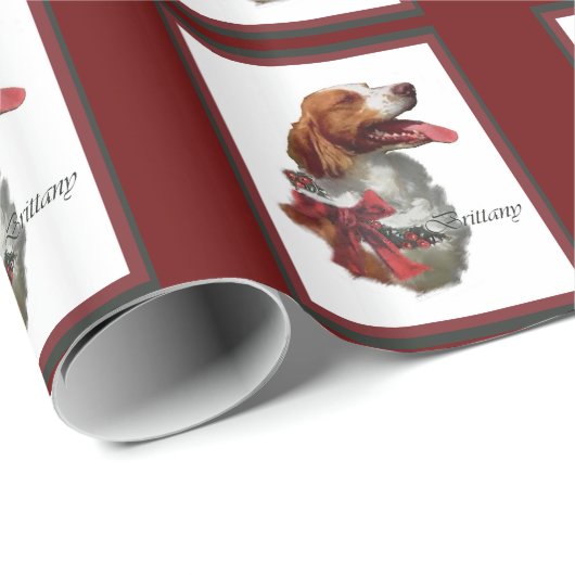 Brittany Spaniel Kerstmis Cadeaupapier (Rol Hoek)