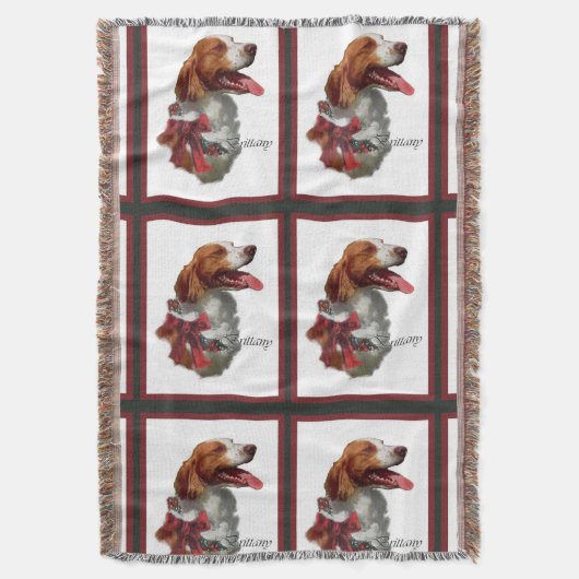 Brittany Spaniel Kerstmis Deken (Voorkant Verticaal)