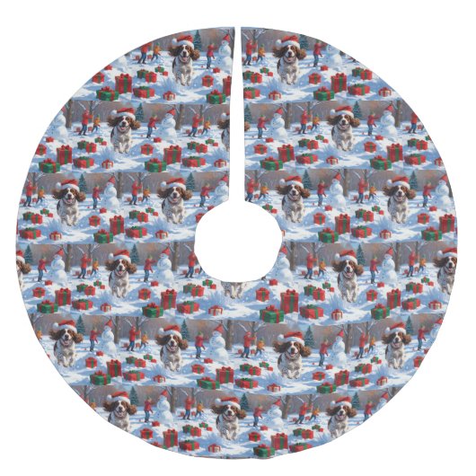 Brittany Spaniel Kerstmis Festieve Sneeuw Scene Kerstboom Rok (Voorkant)