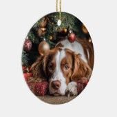 Brittany Spaniel Kerstmis Keramisch Ornament (Rechts)