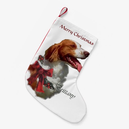 Brittany Spaniel Kerstmis Kleine Kerstsok (Voorkant (Hangend))