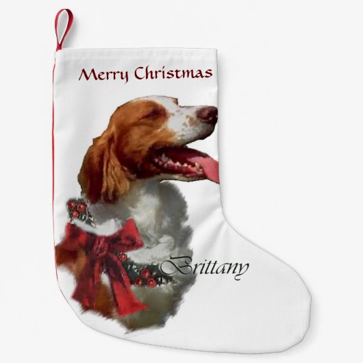 Brittany Spaniel Kerstmis Kleine Kerstsok (Voorkant)