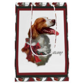 Brittany Spaniel Kerstmis Medium Cadeauzakje (Achterkant)