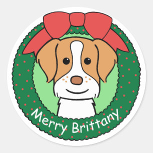 Brittany Spaniel Kerstmis Ronde Sticker