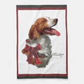 Brittany Spaniel Kerstmis Theedoek (Verticaal)