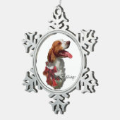 Brittany Spaniel Kerstmis Tin Sneeuwvlok Ornament (Rechts)