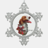 Brittany Spaniel Kerstmis Tin Sneeuwvlok Ornament (Voorkant)
