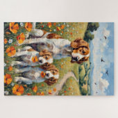 Brittany Spaniel Klaproosveld Kunst Legpuzzel (Horizontaal)