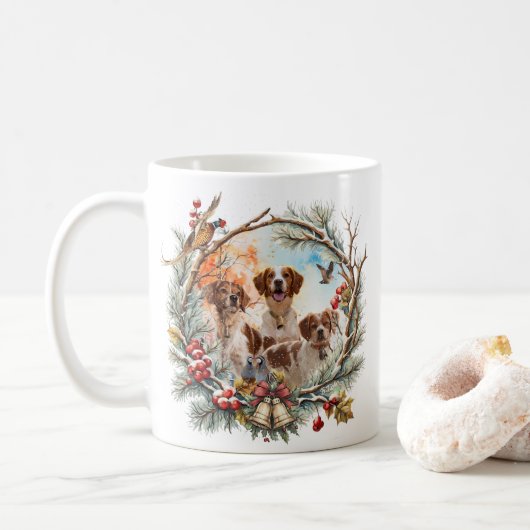  Brittany Spaniel Koffiemok (Met donut)