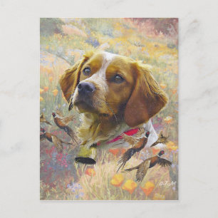 Brittany Spaniel Kunst, fazantenjacht Briefkaart