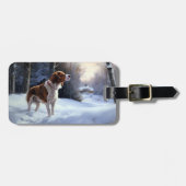 Brittany Spaniel Laat het sneeuwen Kerstmis Bagagelabel (Voorkant horizontaal)