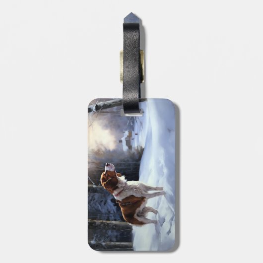 Brittany Spaniel Laat het sneeuwen Kerstmis Bagagelabel (Achterkant verticaal)