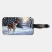 Brittany Spaniel Laat het sneeuwen Kerstmis Bagagelabel (Achterkant horizontaal)
