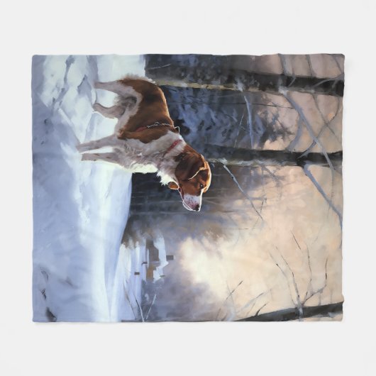 Brittany Spaniel Laat het sneeuwen Kerstmis Fleece Deken (Voorkant (Horizontaal))