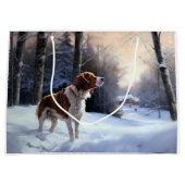 Brittany Spaniel Laat het sneeuwen Kerstmis Groot Cadeauzakje (Voorkant)