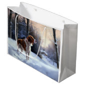 Brittany Spaniel Laat het sneeuwen Kerstmis Groot Cadeauzakje (Voorkant Gekanteld)