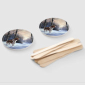 Brittany Spaniel Laat het sneeuwen Kerstmis Handwaaier (Niet-gemonteerd)