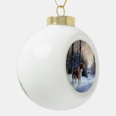 Brittany Spaniel Laat het sneeuwen Kerstmis Keramische Bal Ornament (Links)