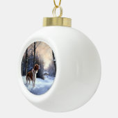Brittany Spaniel Laat het sneeuwen Kerstmis Keramische Bal Ornament (Rechts)