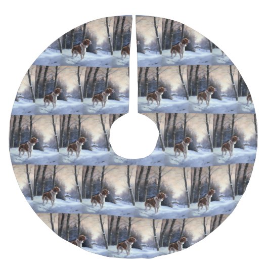 Brittany Spaniel Laat het sneeuwen Kerstmis Kerstboom Rok (Voorkant)