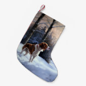 Brittany Spaniel Laat het sneeuwen Kerstmis Kleine Kerstsok (Voorkant (Hangend))
