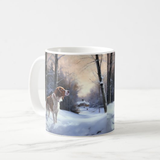 Brittany Spaniel Laat het sneeuwen Kerstmis Koffiemok (Voorkant links)
