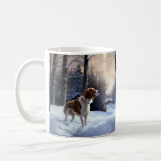 Brittany Spaniel Laat het sneeuwen Kerstmis Koffiemok