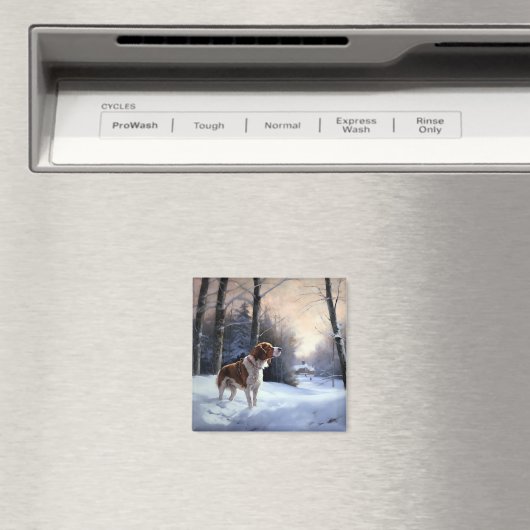 Brittany Spaniel Laat het sneeuwen Kerstmis Magneet (Insitu (Vaatwasser))
