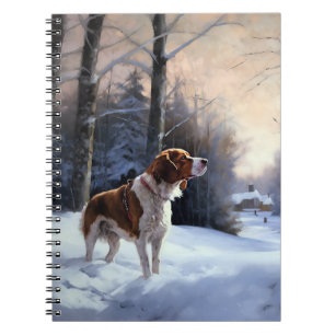 Brittany Spaniel Laat het sneeuwen Kerstmis Notitieboek