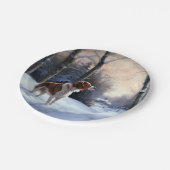 Brittany Spaniel Laat het sneeuwen Kerstmis Papieren Bordje (Gekanteld)