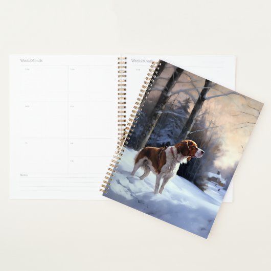 Brittany Spaniel Laat het sneeuwen Kerstmis Planner (Display)