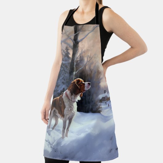 Brittany Spaniel Laat het sneeuwen Kerstmis Schort (Insitu)