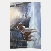 Brittany Spaniel Laat het sneeuwen Kerstmis Theedoek (Verticaal)