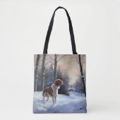 Brittany Spaniel Laat het sneeuwen Kerstmis Tote Bag (Voorkant)