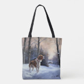 Brittany Spaniel Laat het sneeuwen Kerstmis Tote Bag (Achterkant)