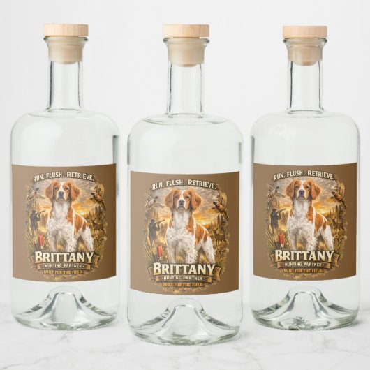 Brittany Spaniel Likeurfles Etiket (Flessen)