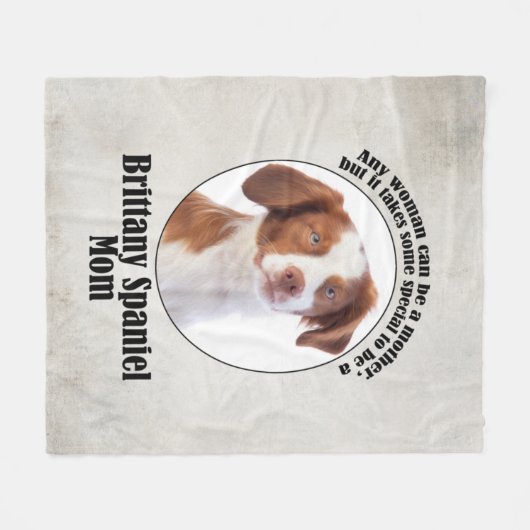 Brittany Spaniel Mama Fleece Deken (Voorkant (Horizontaal))