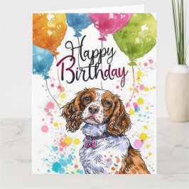 Brittany Spaniel met ballonnen Kaart