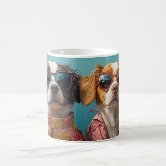 Brittany Spaniel Met Hart Rozen Valentijnsdag Koffiemok (Center)