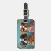 Brittany Spaniel met Hartrozen Valentijnsdag  Bagagelabel (Voorkant verticaal)
