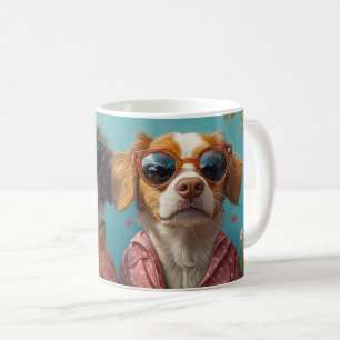 Brittany Spaniel met Hartrozen Valentijnsdag  Koffiemok