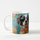 Brittany Spaniel met Hartrozen Valentijnsdag Koffiemok (Links)
